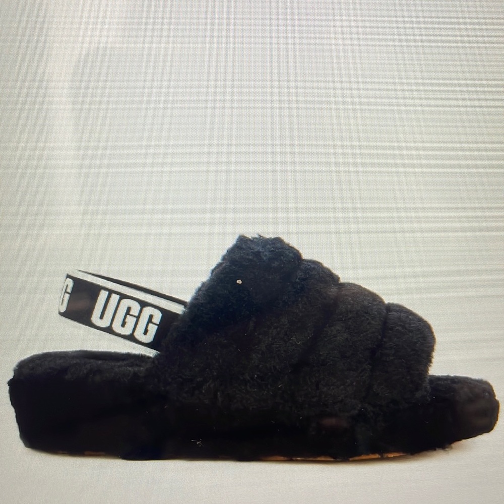 UGG Women's Black Fluff Yeah Slide Slipper NWOT - Picture 4 of 4